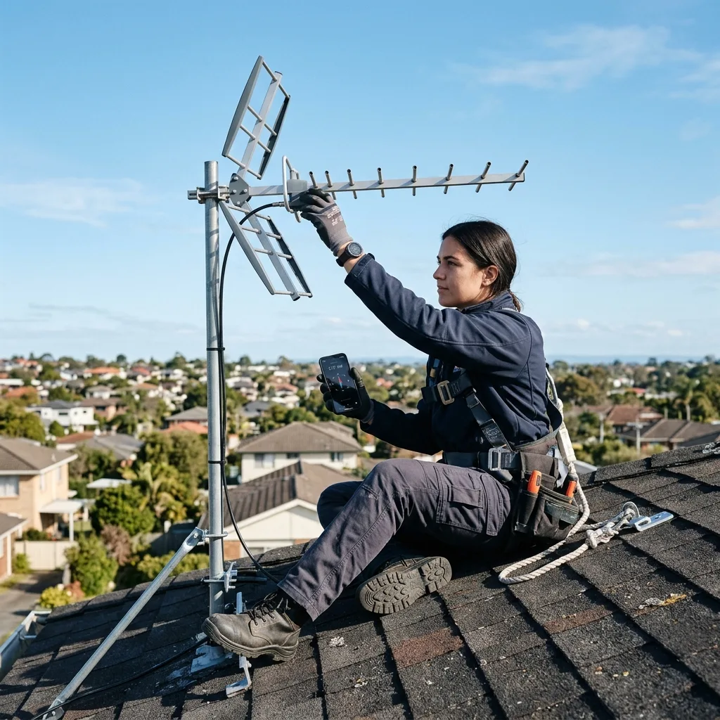 Aiming a rooftop antenna once you locate broadcast towers and get a bearing
