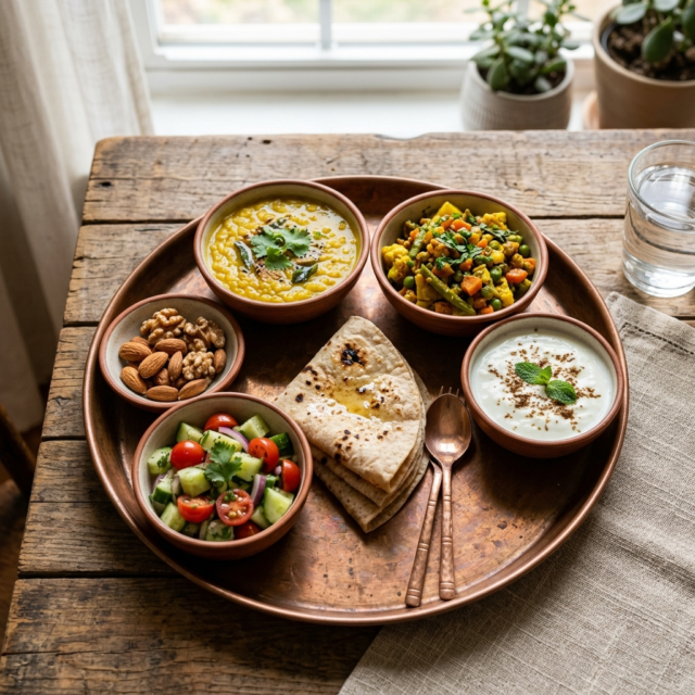 Heart healthy Indian diet: dal, whole grains, vegetables, and fruit