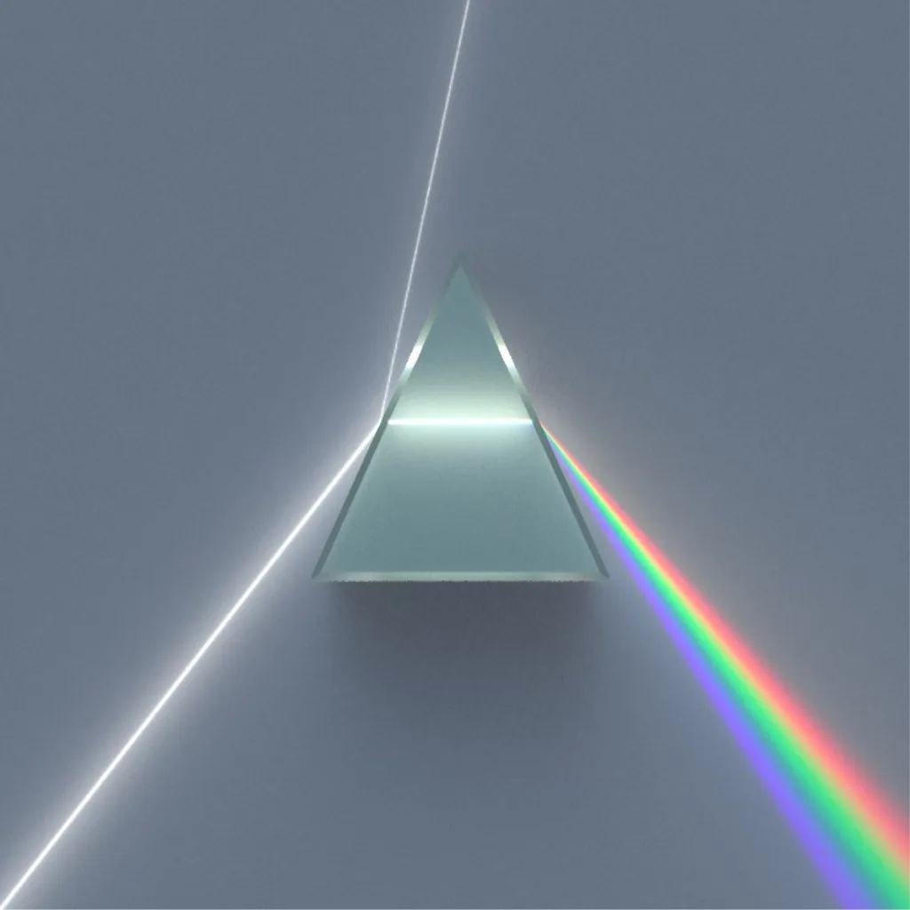 Prism splitting white light into component colours