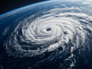El Niño Around the World: Global Weather Impacts Satellite view of a large swirling storm system over dark blue ocean