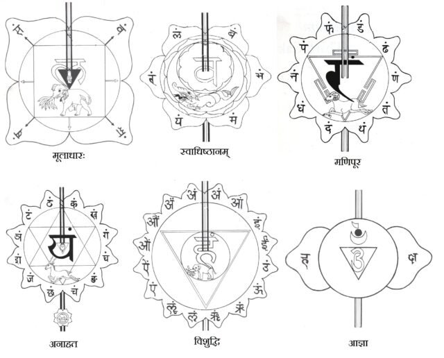 Diagram of the seven chakras