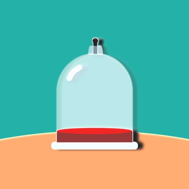 Illustration of wet cupping therapy cups on skin