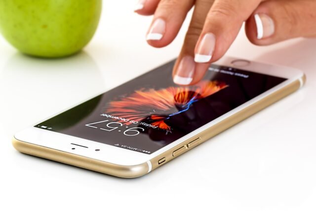 Hand holding a smartphone