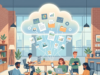 Cloud Storage for Small Business: The Complete Guide for 2026 Cloud storage for business: an AI-generated illustration of a small office where documents float up into a glowing cloud connected to laptops and phones