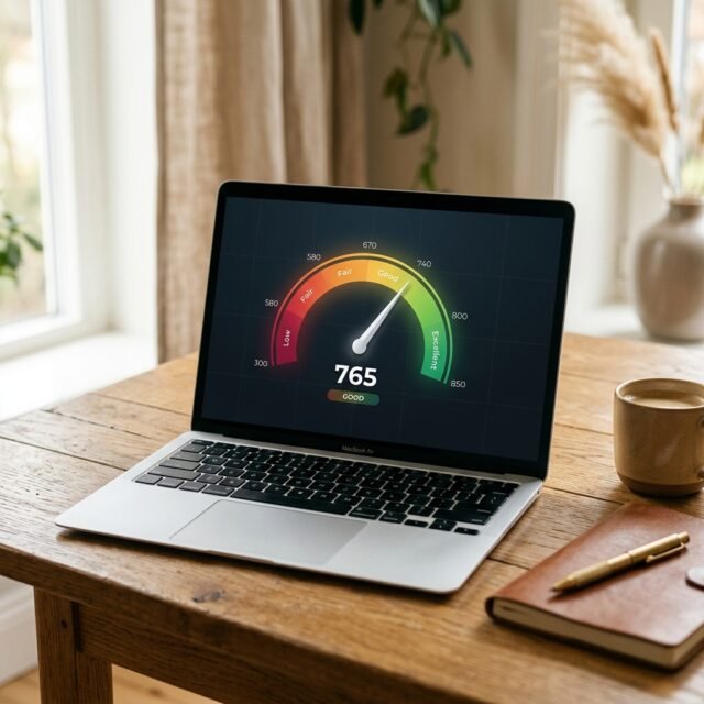 502-credit-score-what-it-means-and-how-to-improve hero Credit score gauge showing a low score on a screen