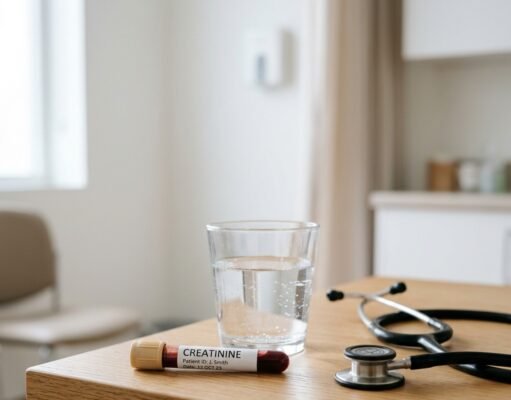 Creatinine Levels: Normal Range, What High Means and How to Lower It Blood test tube labelled creatinine beside a glass of water