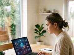 How to Earn Money with AI in 2026: Real Ways That Work Person working on a laptop with AI graphics on screen