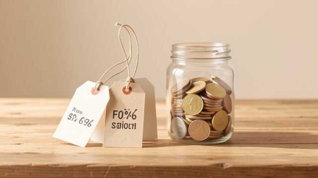 inflation-explained-savings hero Price tags and coins on a table, representing inflation