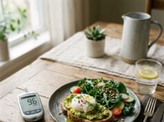 Postprandial Blood Sugar: What Your Level After Eating Means Glucose meter showing a reading beside a plate of food