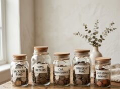 Sinking Funds: How to Save for Known Expenses Without Debt Jars labelled with different expenses on a table, representing sinking funds