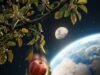 What Is Gravity? How It Works, From Falling Apples to Orbiting Planets Apple falling from a branch with the Earth and Moon in the background