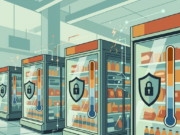 French Supermarket Fridges Hacked: What the Cyber Attack Did French supermarket cyber attack explained: an AI-generated illustration of supermarket fridges with padlock shields and rising thermometers