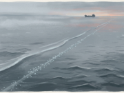 Nord Stream Trial in Hamburg: What the Prosecution Alleges AI-generated illustration of a calm grey Baltic Sea with a pipeline line marked by rising bubbles and a distant ship